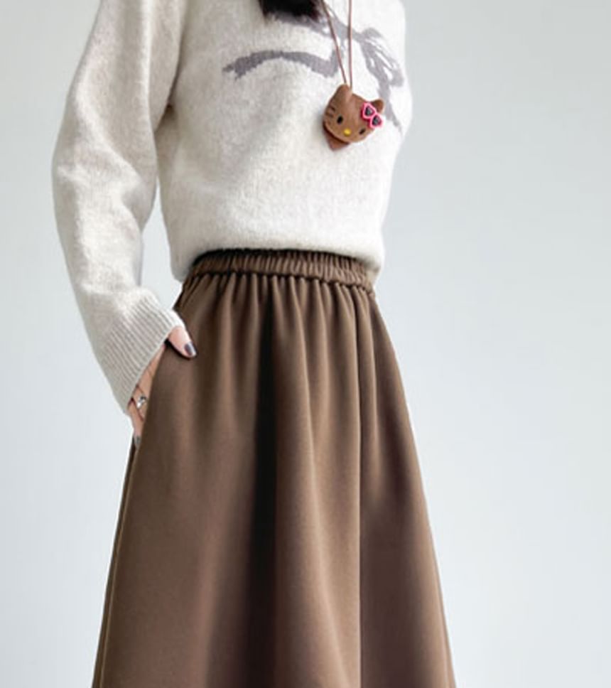 Ruffle Hem Maxi A-Line Skirt with High Waist