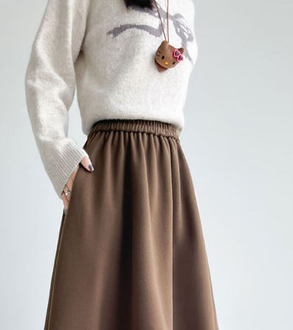 Ruffle Hem Maxi A-Line Skirt with High Waist