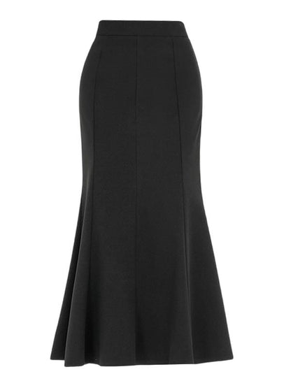 Plain High Waist Mermaid Hem Midi Skirt