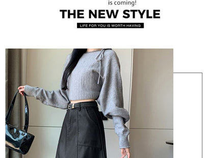 Solid Faux Leather A-Line Midi Skirt High Rise