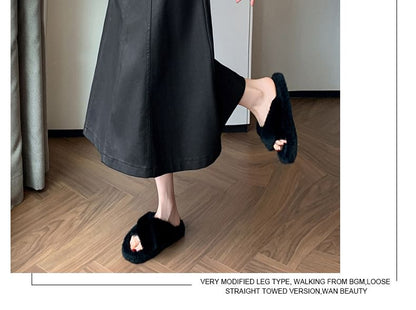 Solid Faux Leather A-Line Midi Skirt High Rise