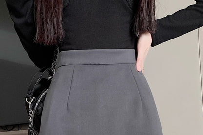 High Waist Mini A-Line Skirt