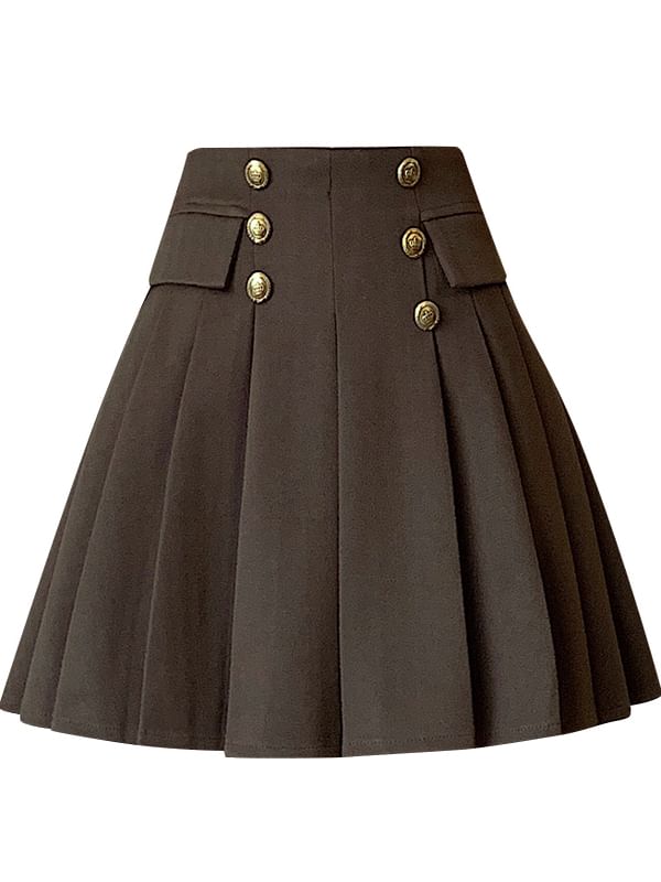Pleated Mini A-Line Skirt High Waist Solid