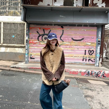 Faux Fur Button-Up Vest