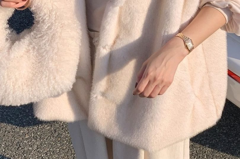 Faux Fur Collared Button-Up Vest