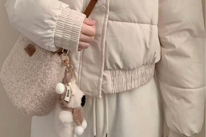 Hooded Furry Trim Zip-Up Puffer Jacket