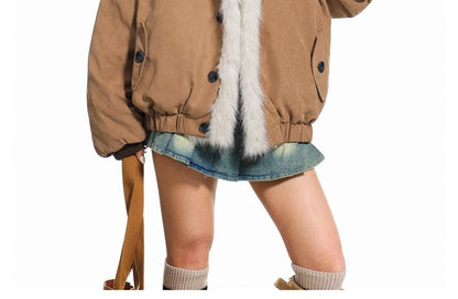 Furry-Trim Padded Jacket