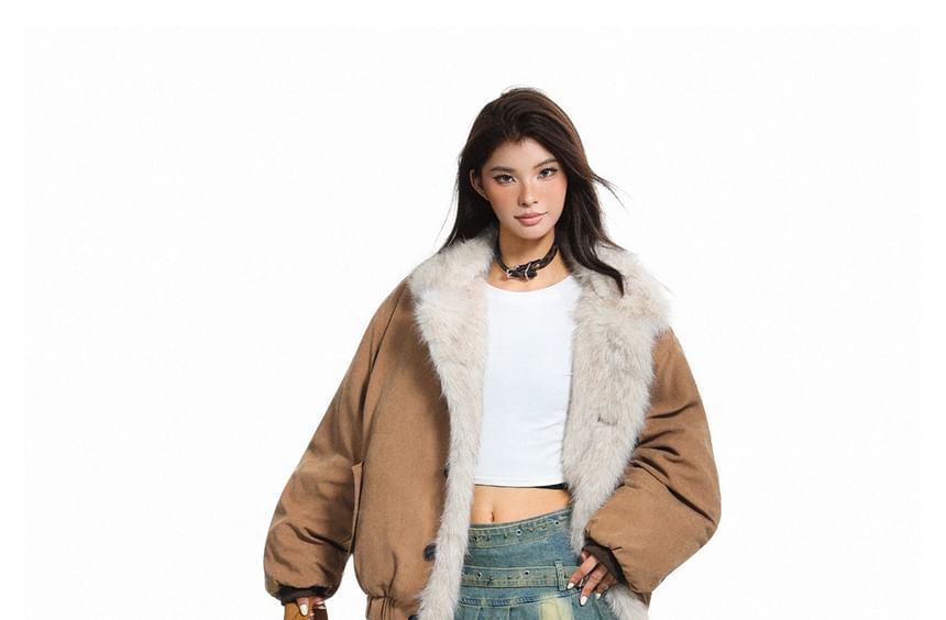 Furry-Trim Padded Jacket