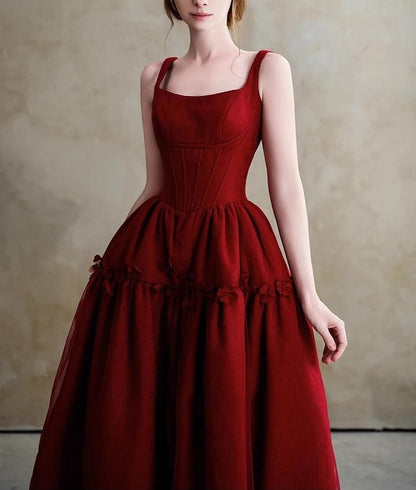 Sleeveless Square Neck Plain Panel Mesh A-Line Evening Gown