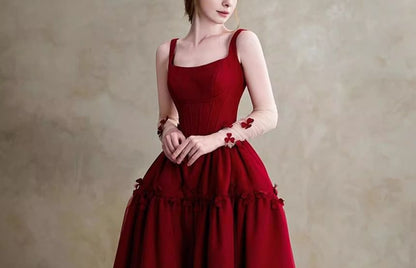 Sleeveless Square Neck Plain Panel Mesh A-Line Evening Gown