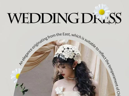 Plain Pleated Panel Mesh A-Line Tube Wedding Gown