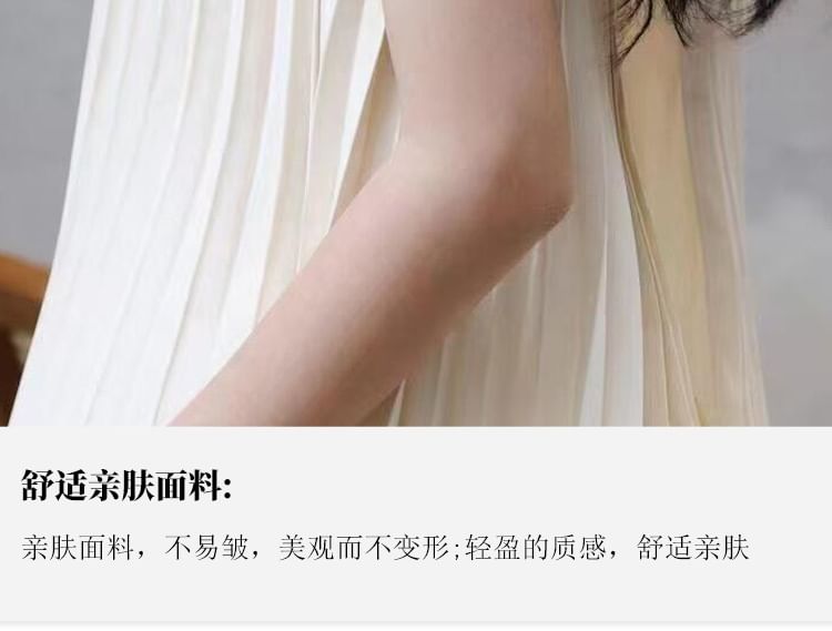 Plain Pleated Panel Mesh A-Line Tube Wedding Gown