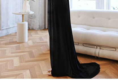 Sleeveless Mock Neck Plain Bow Cutout A-Line Evening Gown