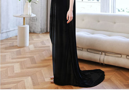 Sleeveless Mock Neck Plain Bow Cutout A-Line Evening Gown