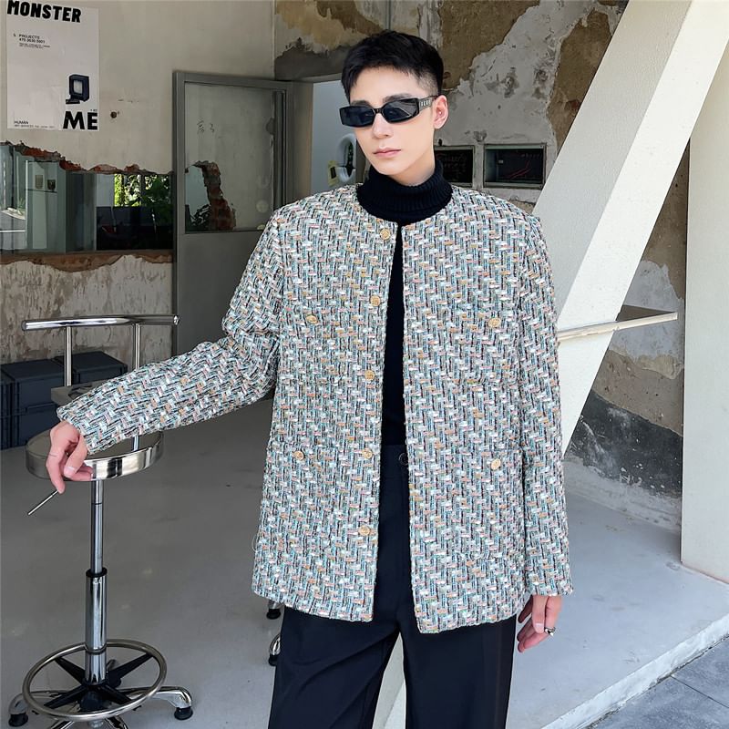 Tweed Button-Up Jacket