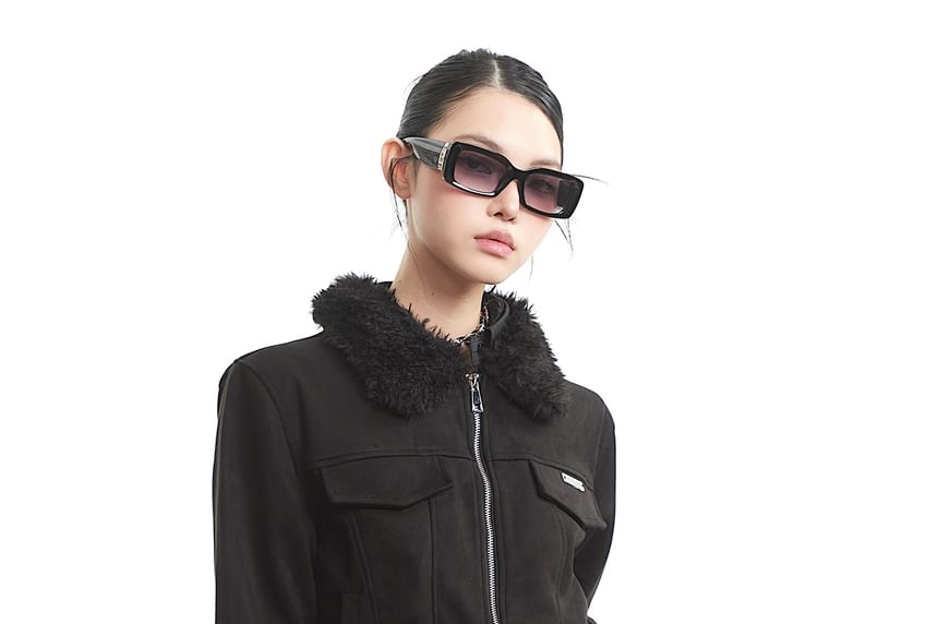 Furry Trim Zip-Up Jacket