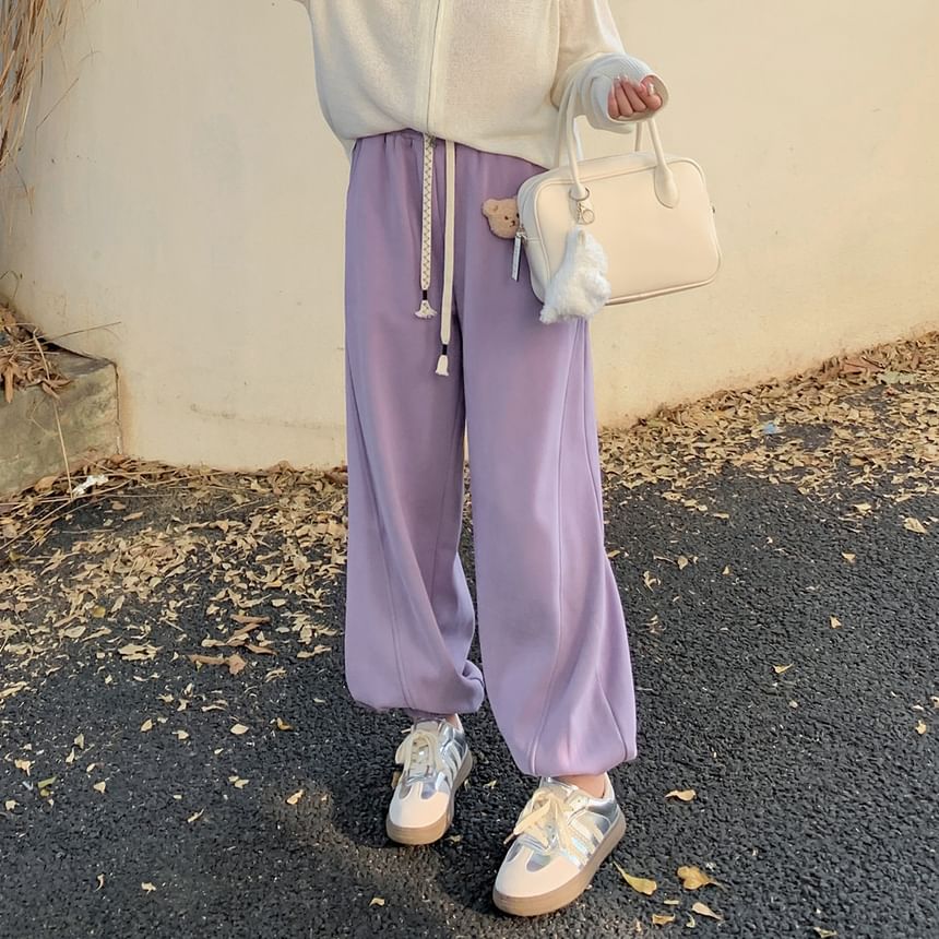 Plus Size Drawstring Waist Bear Accent Harem Sweatpants