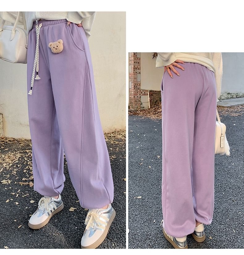 Plus Size Drawstring Waist Bear Accent Harem Sweatpants