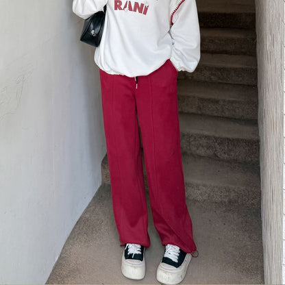 Plus Size Drawstring Waist Lettering Embroidered Loose Fit Sweatpants