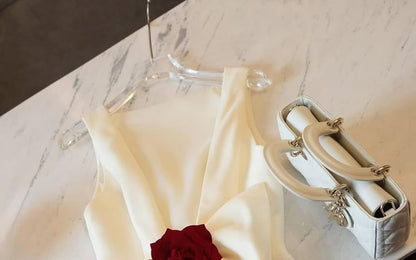 Sleeveless Boat Neck Bow Accent Open Back Mini A-Line Cocktail Dress