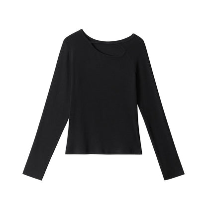 Cut-Out Detail Slim Tee with Long Sleeves