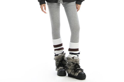 Collared Reversible Panel Faux Fur Zip Jacket