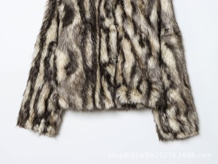 Stand Collar Tie Dye Fluffy Jacket