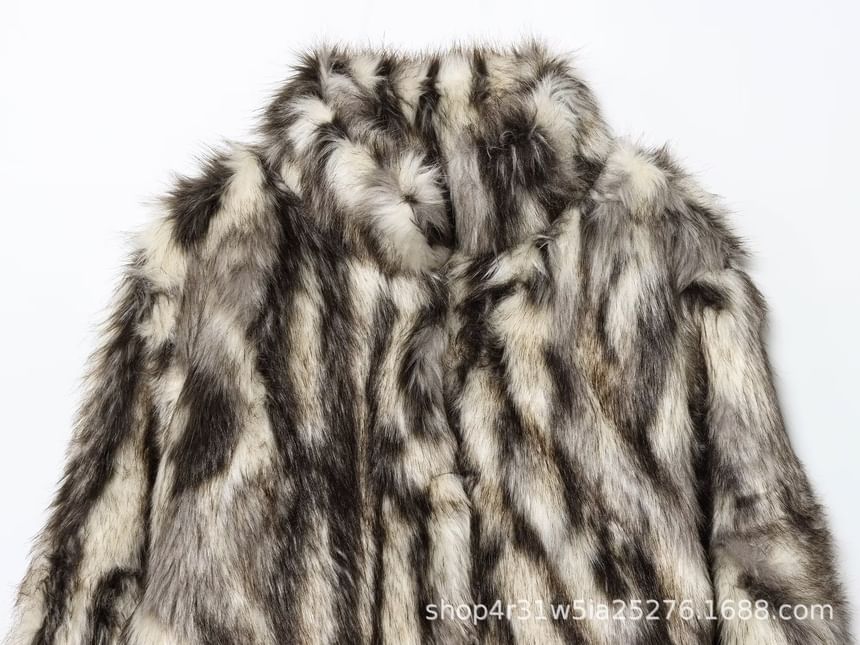 Stand Collar Tie Dye Fluffy Jacket