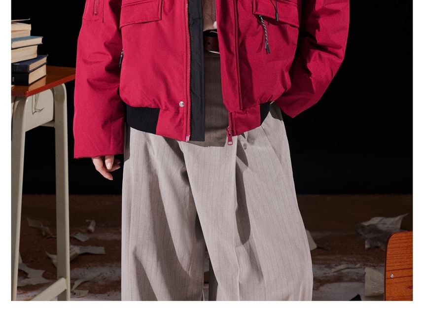 Detachable Faux Fur-Trim Hooded Coat