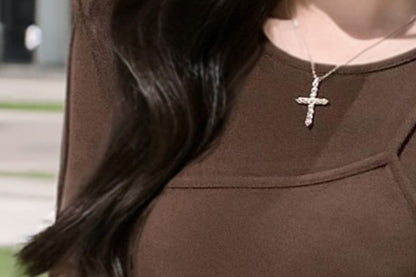 Mock Two Piece Round Neck T-Shirt with Long Sleeves