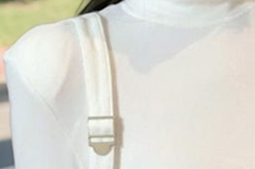 Mock Neck Plain T-Shirt with Long Sleeves