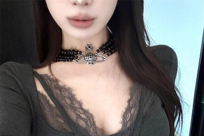 Lace-Panel Cutout V-Neck Fitted Cropped Long-Sleeve Tee
