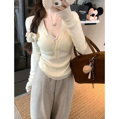 Solid V-Neck Slim-Fit Long-Sleeve Knit Pullover