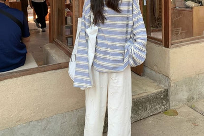 Classic Crewneck Striped Long-Sleeve Tee