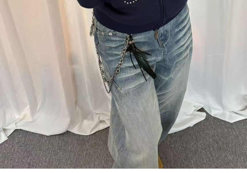 Studded Zip-Up Sweatshirt