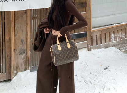 Zip-Up Hoodie with Crop Tee and Wide Leg Sweatpants Set
