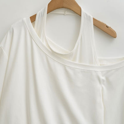 Cutout Shoulder Solid Crop Sweatshirt