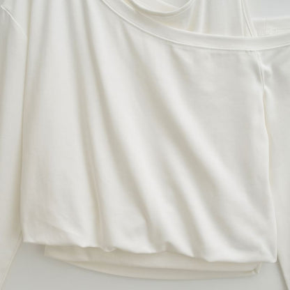 Cutout Shoulder Solid Crop Sweatshirt