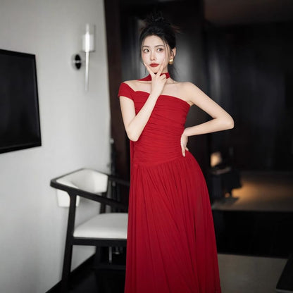 Halter Plain Ruched A-Line Evening Gown