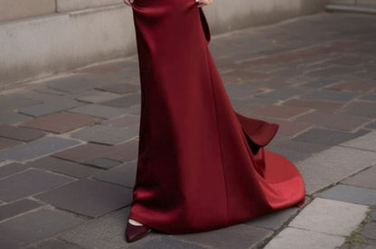 Sleeveless V-Neck Plain Bow Backless Trumpet Evening Gown