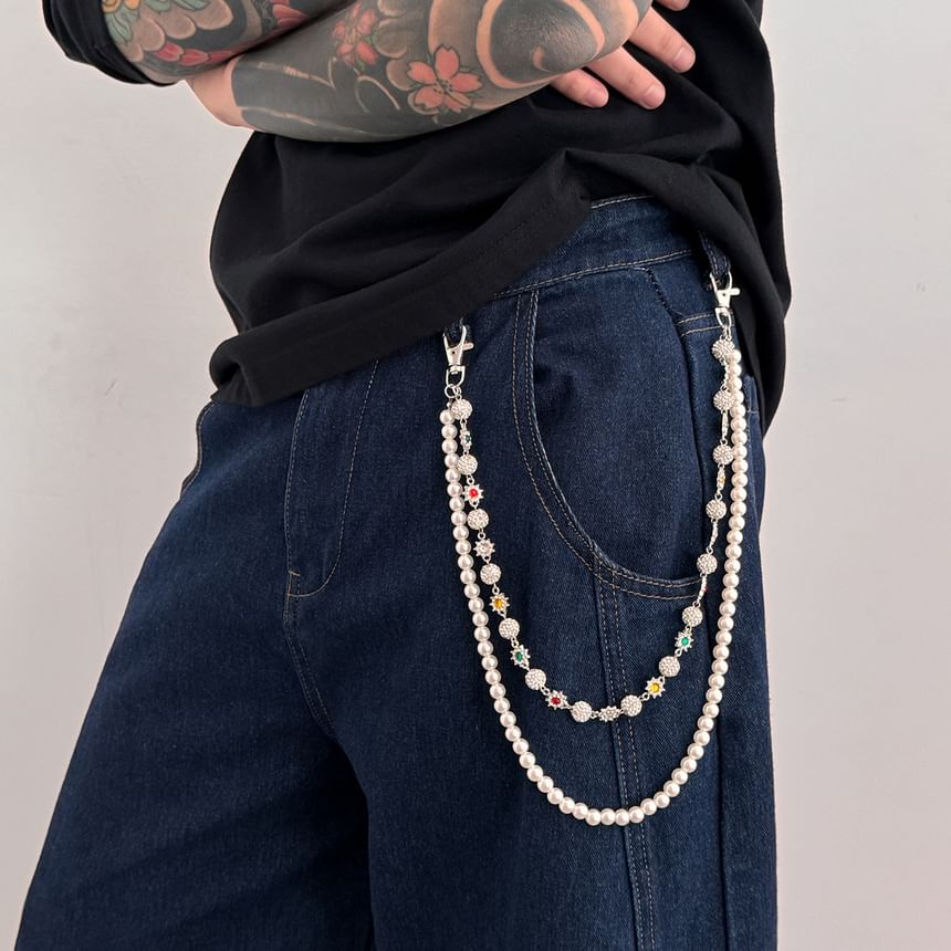 CZ Faux Pearl Alloy Layered Pants Chain