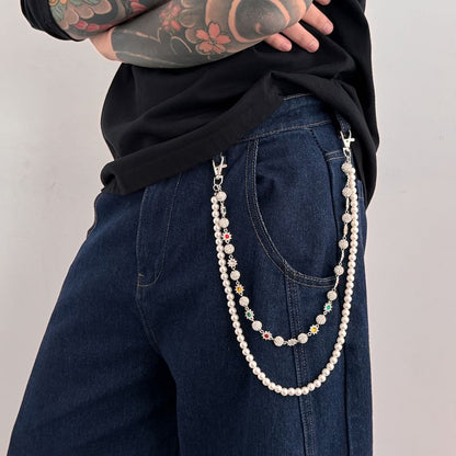 CZ Faux Pearl Alloy Layered Pants Chain