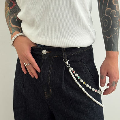 CZ Faux Pearl Alloy Layered Pants Chain