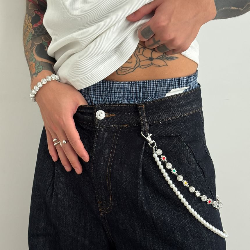 CZ Faux Pearl Alloy Layered Pants Chain
