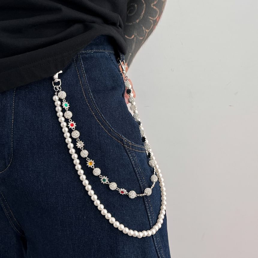 CZ Faux Pearl Alloy Layered Pants Chain