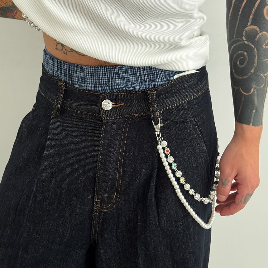 CZ Faux Pearl Alloy Layered Pants Chain