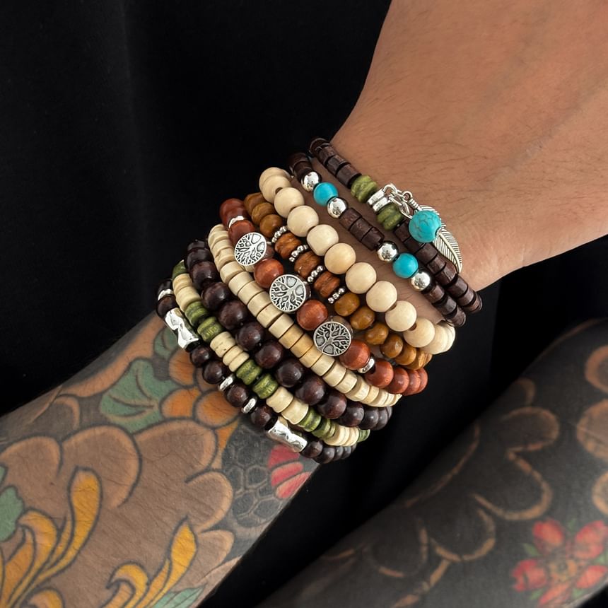 Set of 9: Alloy Bead Bracelet