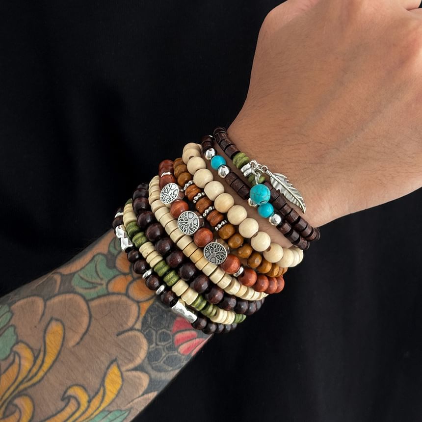 Set of 9: Alloy Bead Bracelet