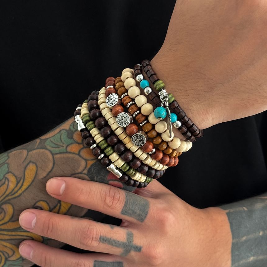 Set of 9: Alloy Bead Bracelet