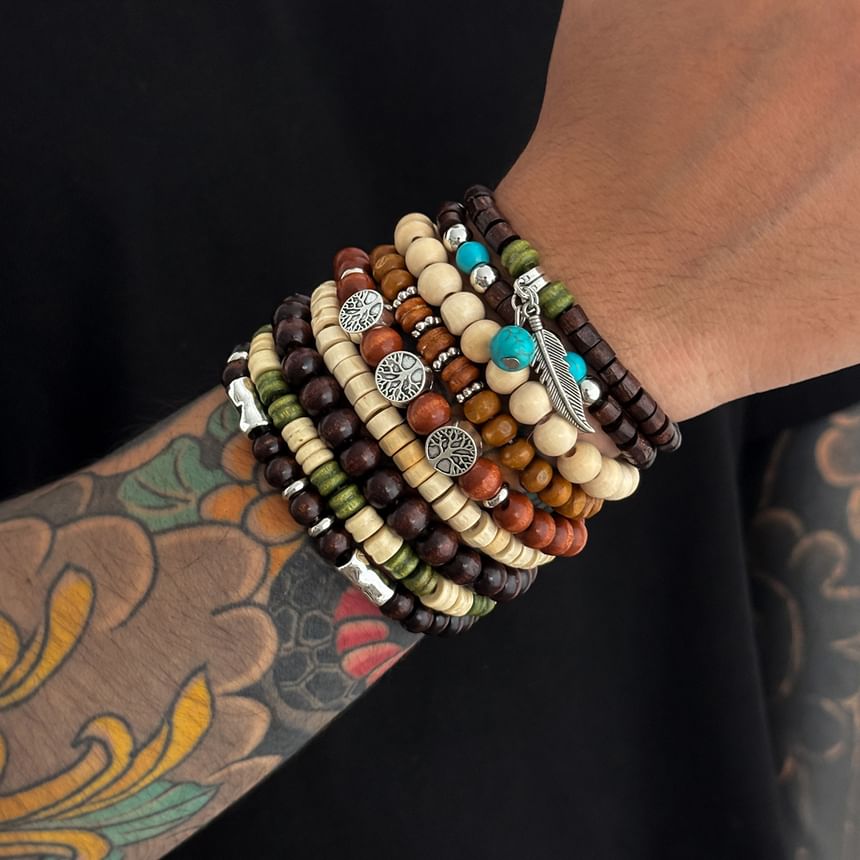 Set of 9: Alloy Bead Bracelet